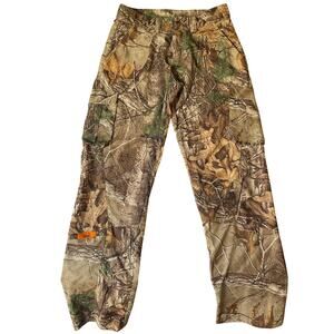 She Women Outdoor Hunting Utility Pants size S Tall Camo Brown Mid Rise Stretch